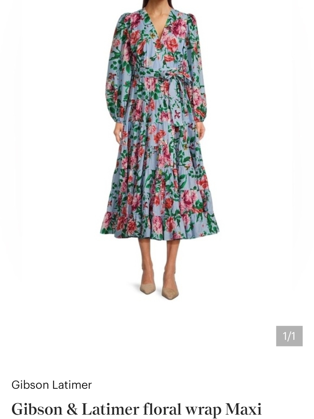 Gibson Latimer Blue Floral Midi Dress Small NWT - Picture 3 of 3